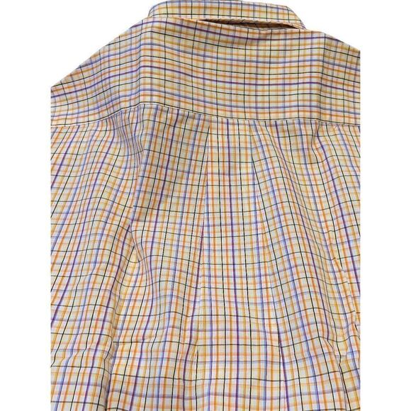 Scott Barber Men's Yellow Blue Long Sleeves Plaid Button Down Collar Shirt Sz XL - Picture 5 of 5